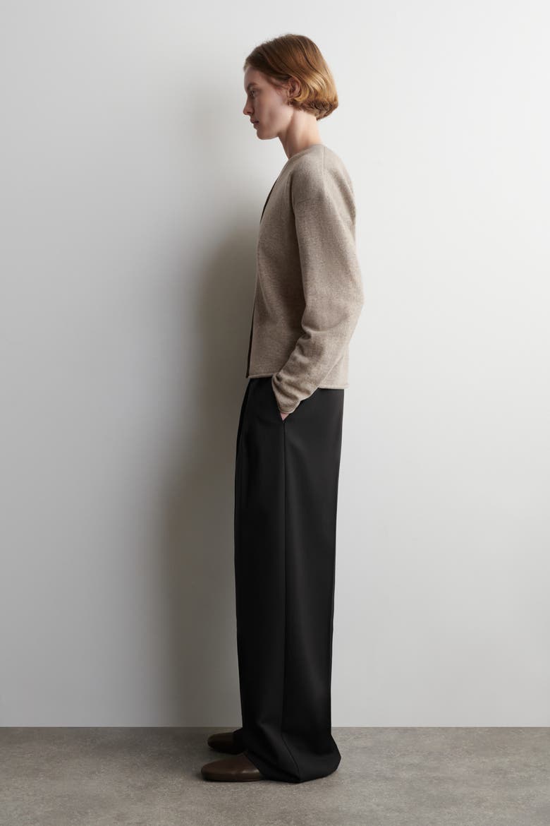 Merino Wool V-Neck Cardigan, Alternate, color, BEIGE MÉLANGE