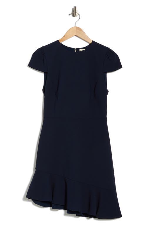 Alice And Olivia Alice + Olivia Fable Cap Sleeve Asymmetric Ruffle Dress In Blue