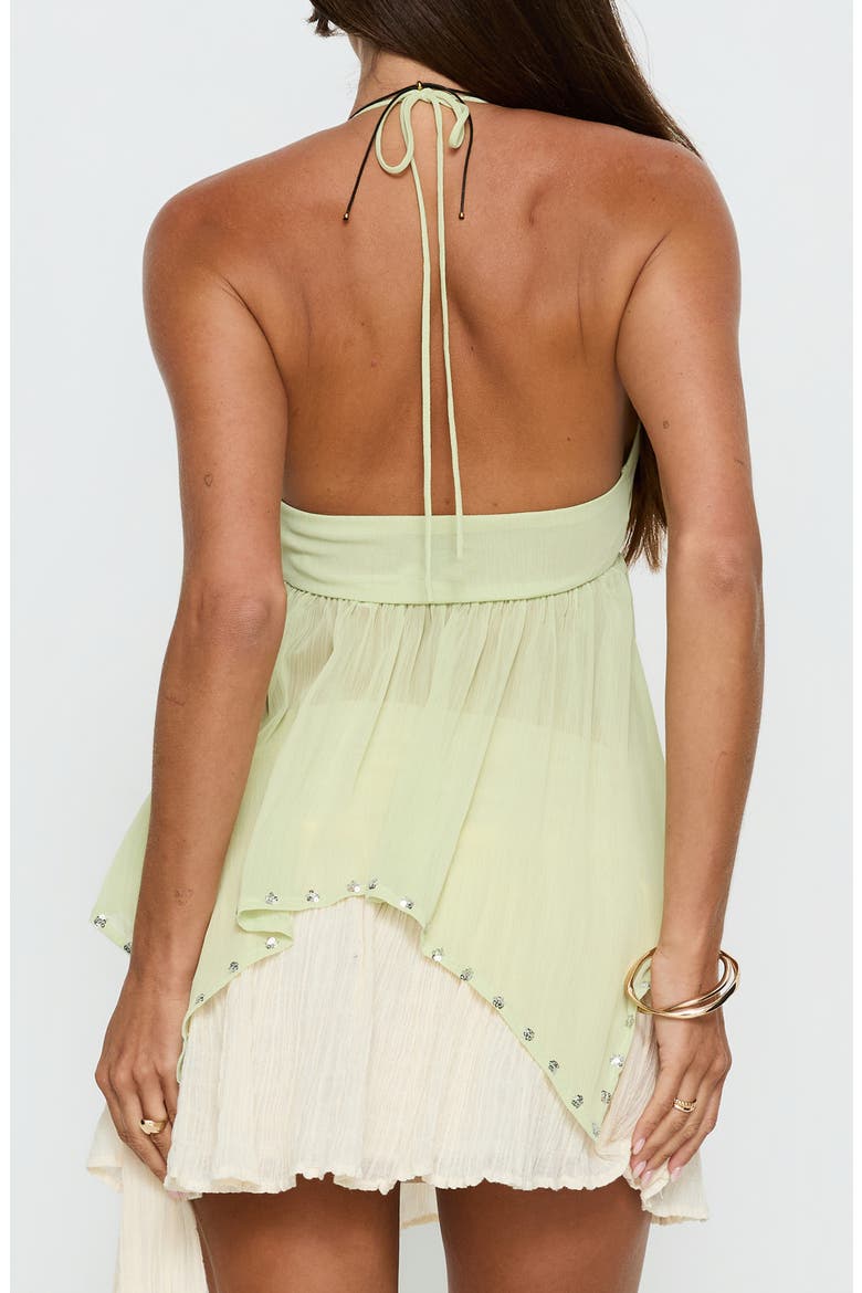 Wistie Beaded Asymmetrical Halter Top, Alternate, color, GREEN