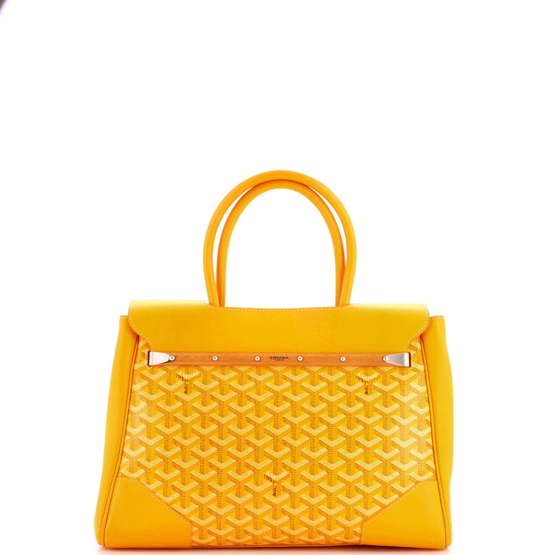 Saigon Tote Bag Coated Canvas with Leather, Alternate, color, Yellow