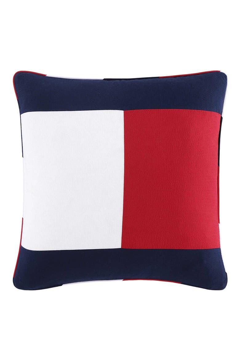 Flag Seersucker Accent Pillow, Main, color, NAVY