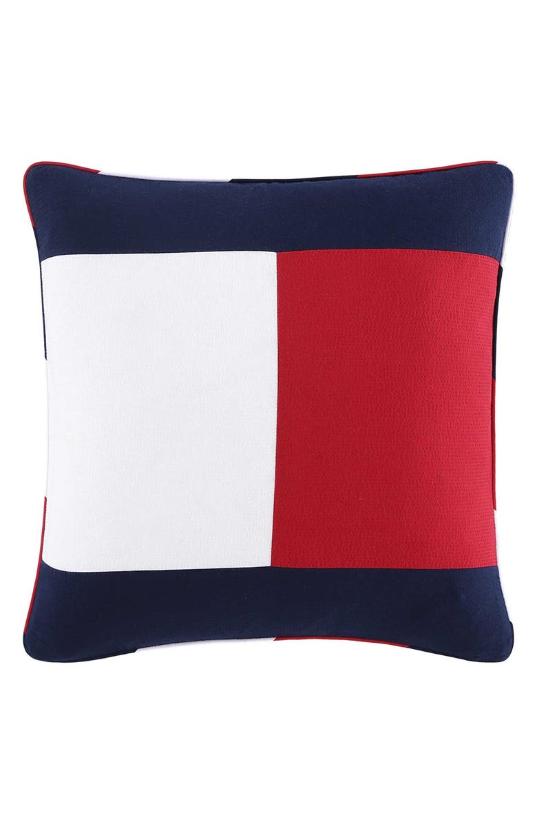 Tommy Hilfiger Flag Seersucker Accent Pillow, Main, color, Navy