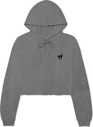 Dalix Black Cat Cropped Fleece Hoodie