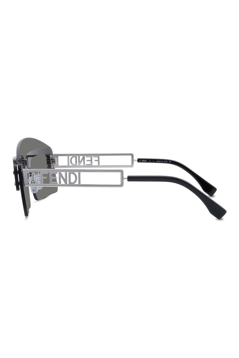 'Fendi Technicolor Sunglasses, Alternate, color, SHINY PALLADIUM / SMOKE MIRROR