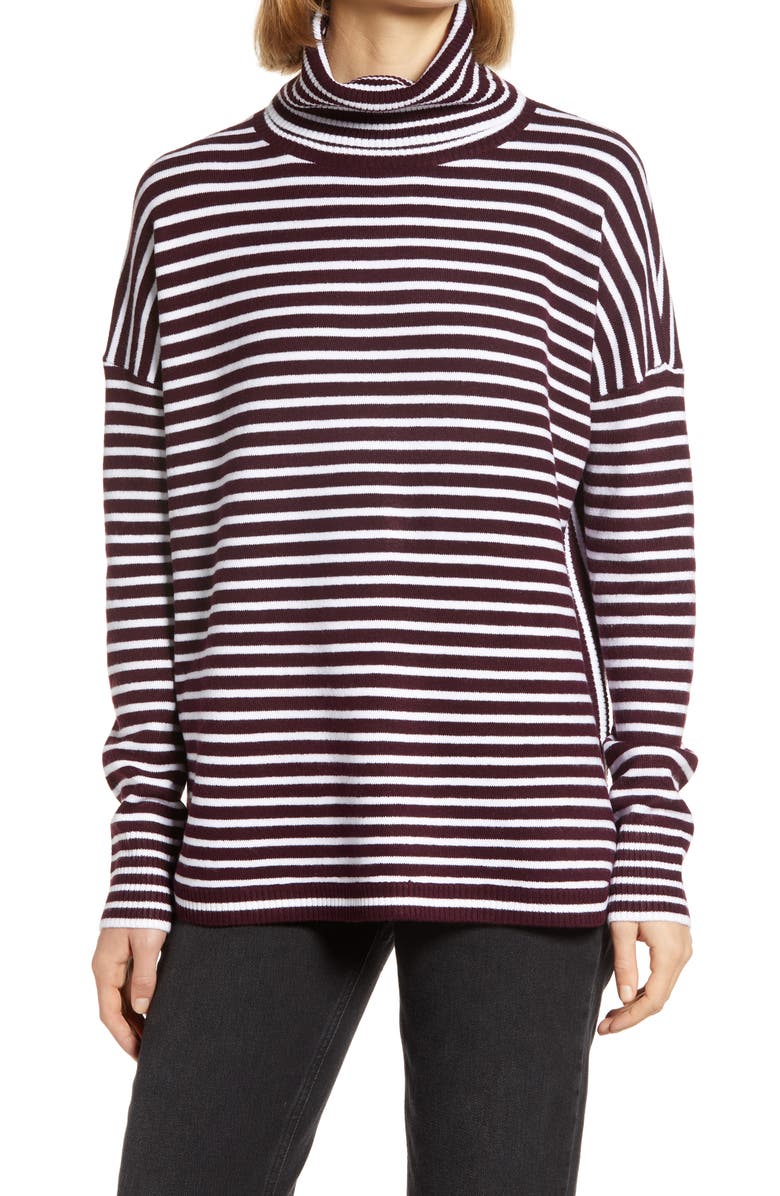 French Connection Women's Babysoft Stripe Turtleneck Top, Main, color,