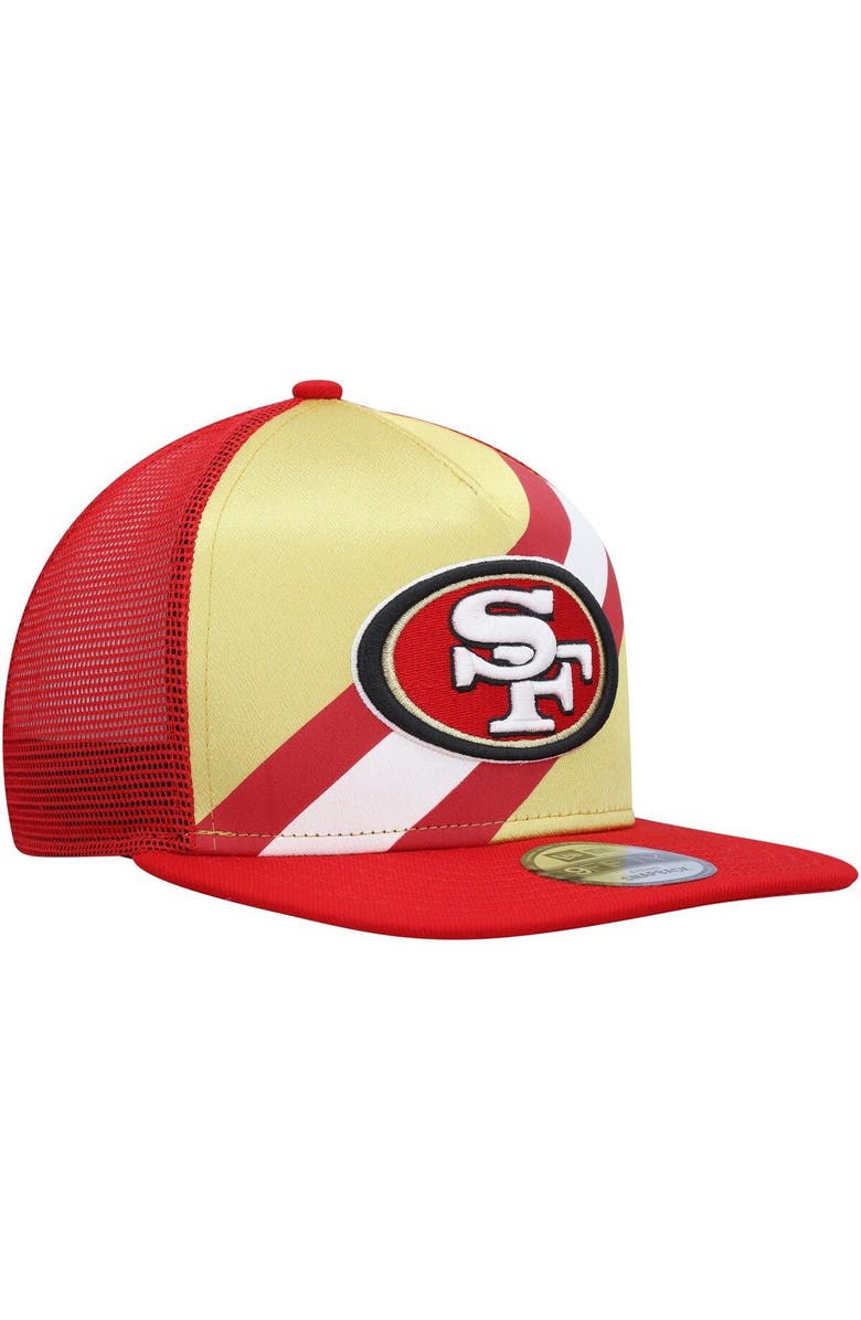 New Era Men's New Era Gold/Scarlet San Francisco 49ers Uniform Stripe 9FIFTY Snapback Hat, Alternate, color, 