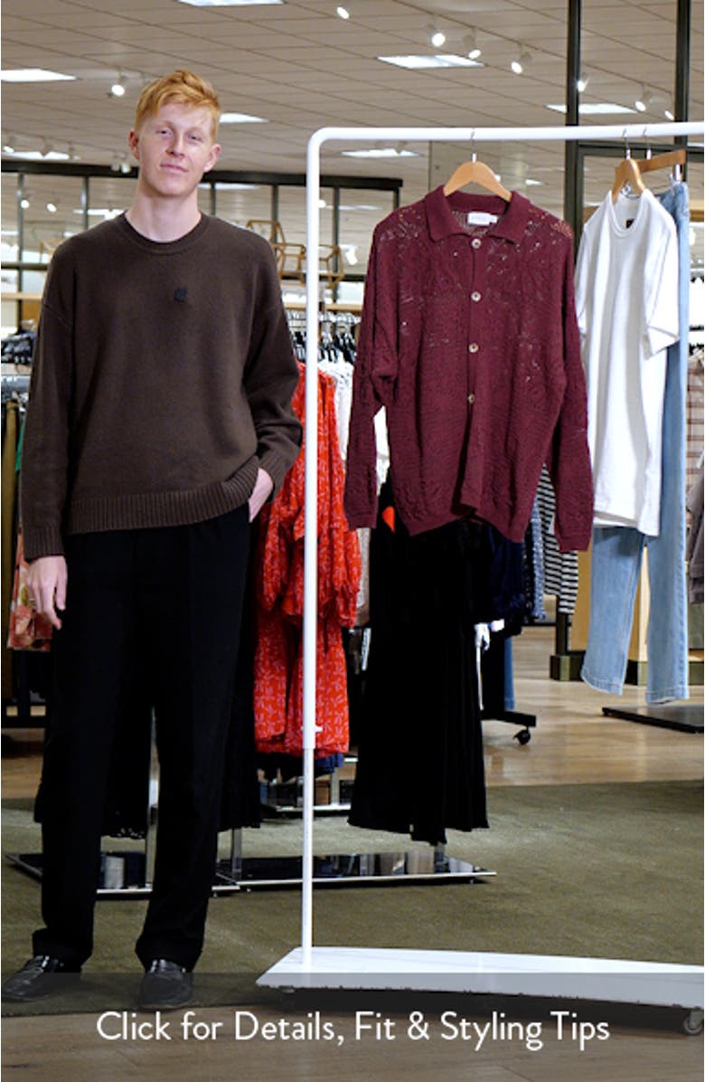 Oversize Floral Jacquard Cotton Pointelle Cardigan, sales video thumbnail