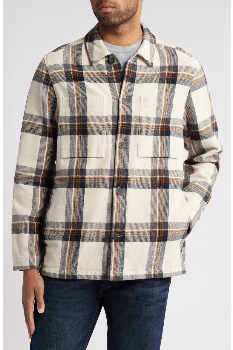 Singi Organic Cotton Flannel Overshirt, Alternate, color, CHALK WHITE-DARK NAVY
