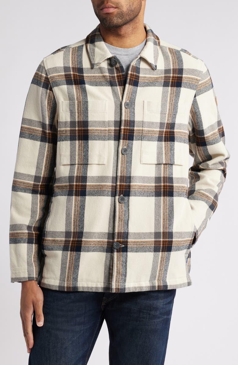 Fjällräven Singi Organic Cotton Flannel Overshirt, Alternate, color, Chalk White-Dark Navy