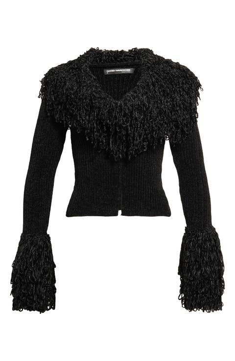 Loop Fringe Ribbed Cardigan