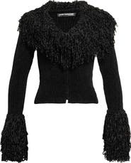 Naked Wardrobe Loop Fringe Ribbed Cardigan