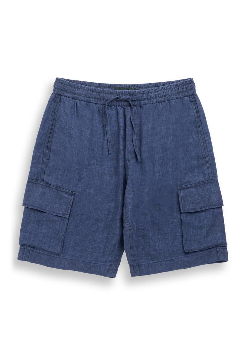 Resort Slub Linen Drawstring Cargo Shorts, Alternate, color, MARINE
