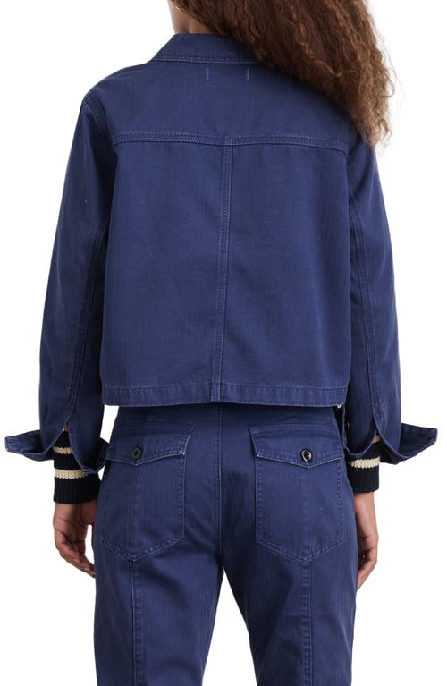 Alex Mill Marfa Crop Herringbone Twill Work Jacket In Blue