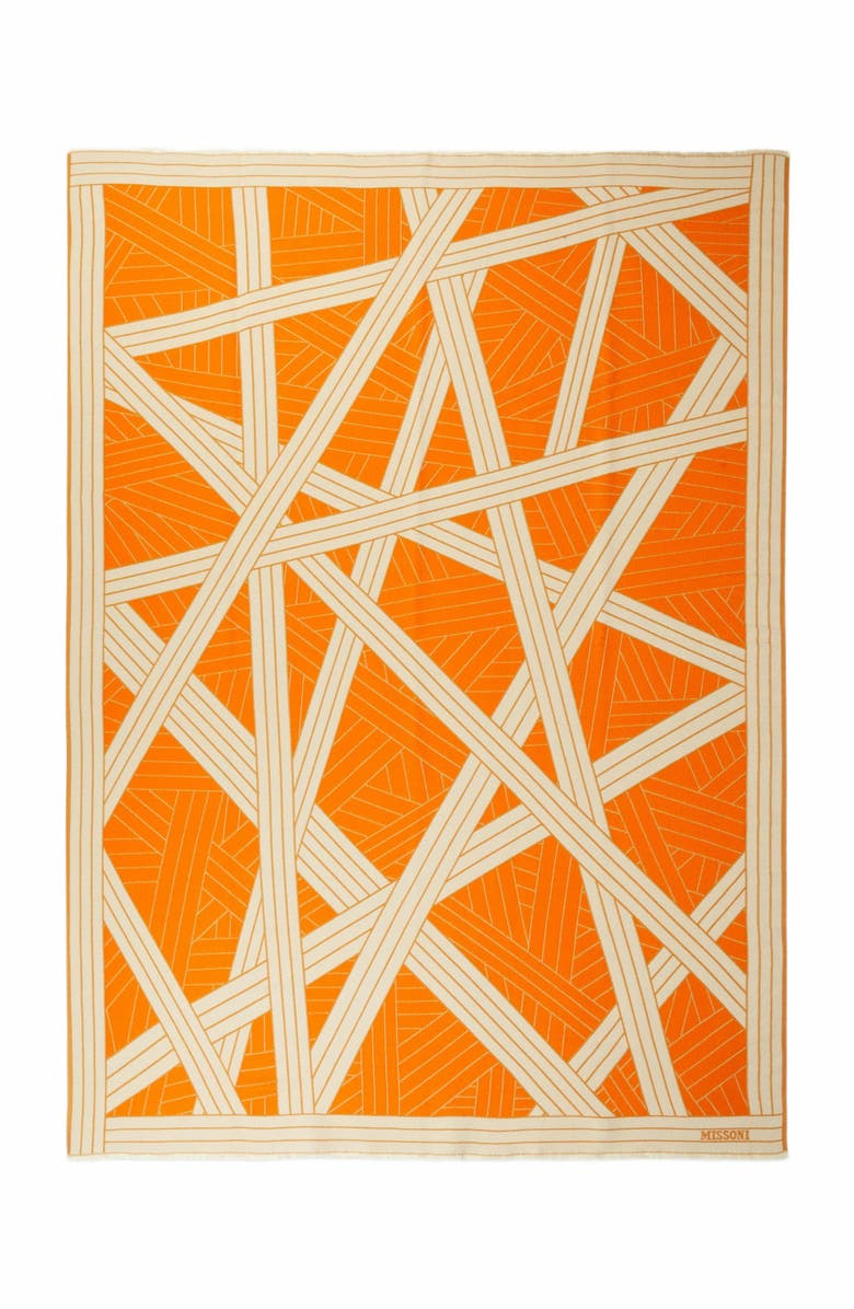 Missoni Home Nastri 135x190 Cm Wool, Cashmere And Silk Plaid Blanket, Main, color, Orange