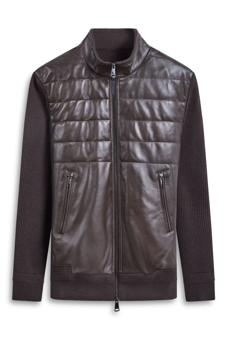 Mixed Media Bomber Jacket, Alternate, color, TRUFFLE