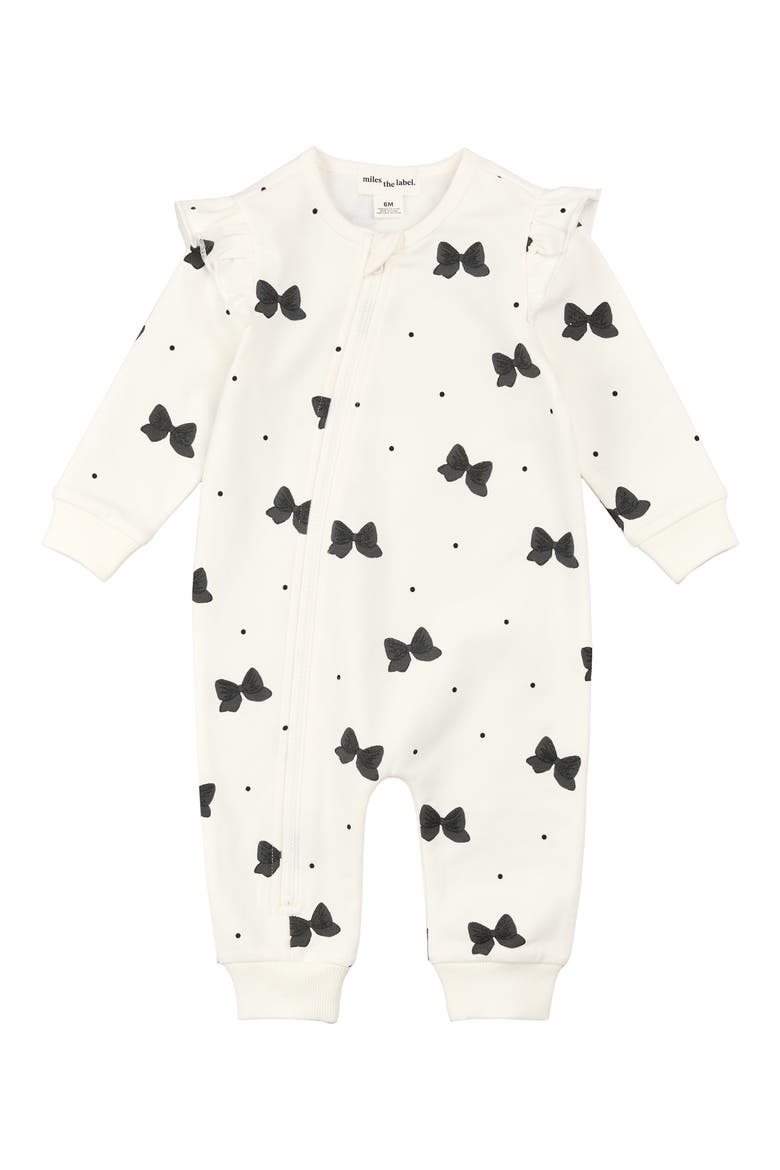 Glitter Bow Romper, Main, color, OFF WHITE