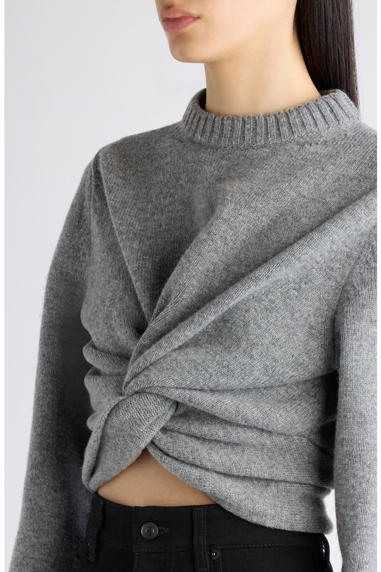 Twist Front Wool Sweater, Alternate, color, 1240 GREY