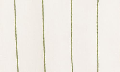Bode Celery Stripe Short Sleeve Cotton Button-up Shirt In White