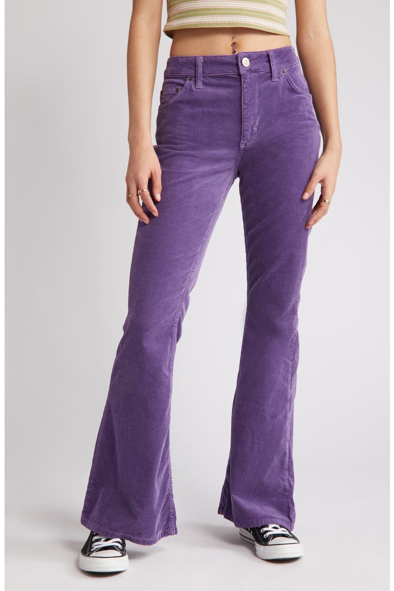 Mid Rise Corduroy Flare Pants, Alternate, color, DARK PURPLE