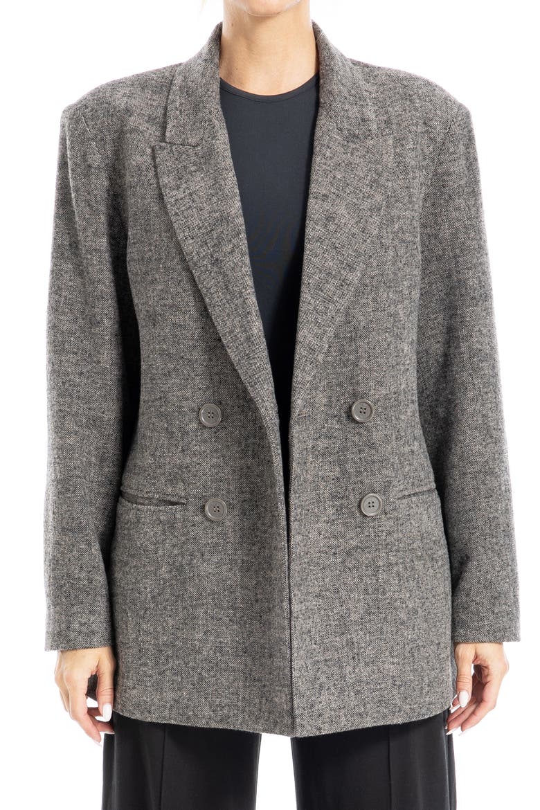 Oversize Double Breasted Tweed Jacket, Alternate, color, GREY SPECKLE