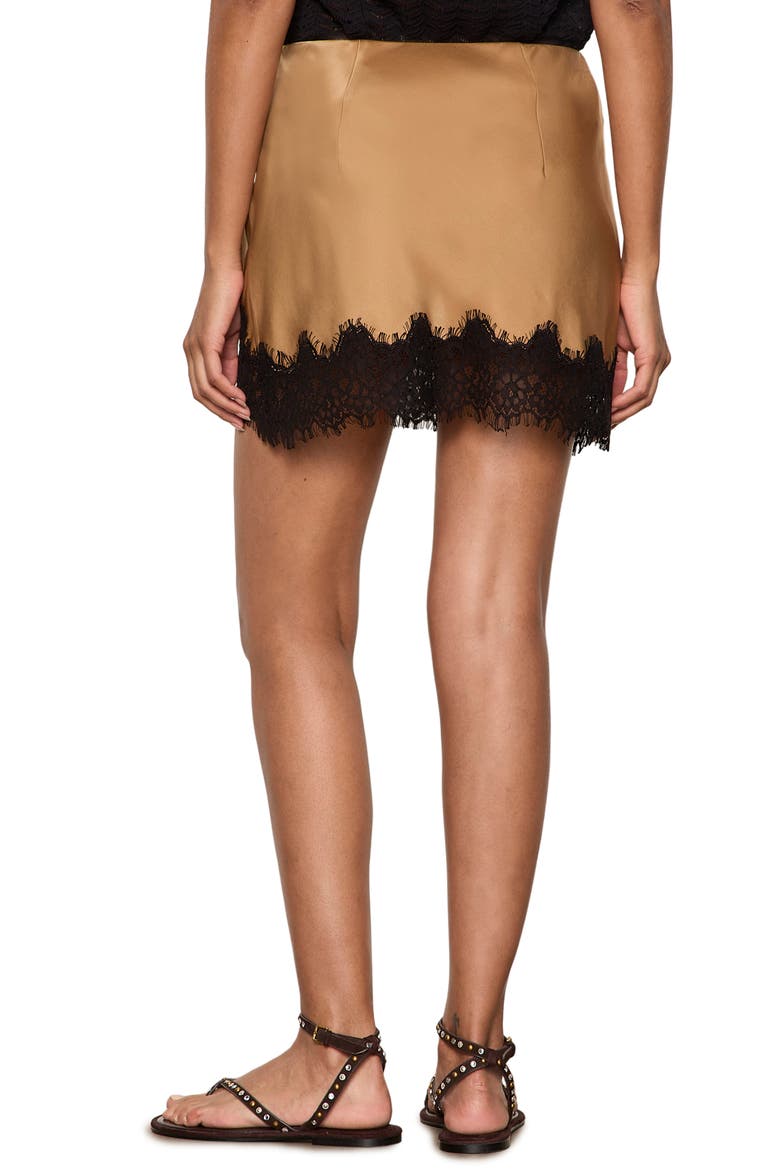 Everyday Satin Lace Miniskirt, Alternate, color, TOASTED COCONUT BROWN