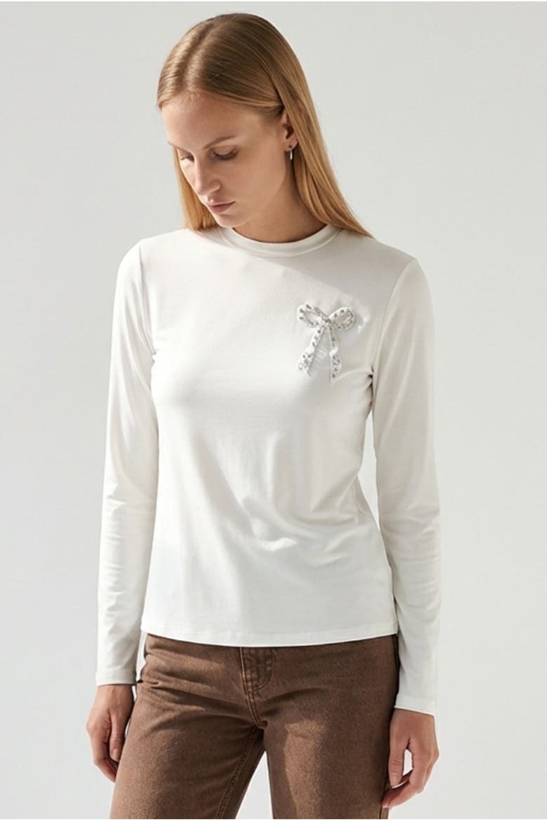 Carolyn Long Sleeve Blouse, Alternate, color, Ecru