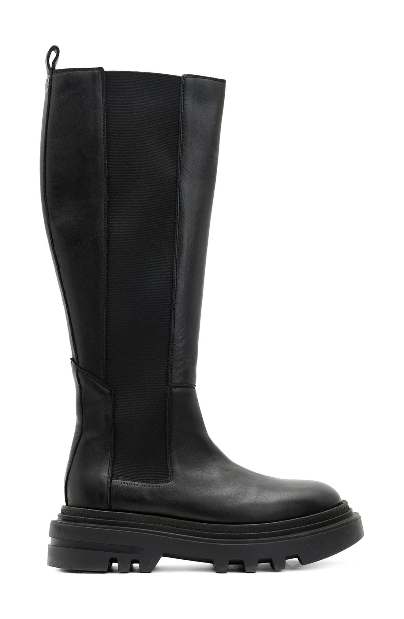 AllSaints Monica Knee High Lug Sole Boot, Alternate, color, 