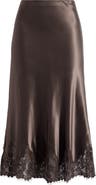 Reformation Carolina Lace Trim Silk Midi Skirt