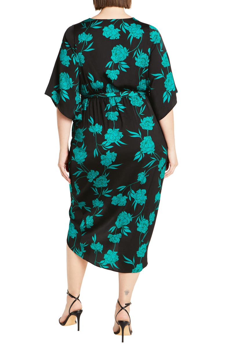 City Chic Kimberly Floral Print Faux Wrap Dress, Alternate, color, 