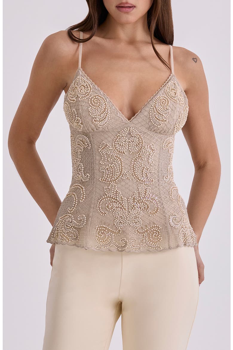 Catarina Beaded Georgette Camisole, Main, color, VINTAGE IVORY