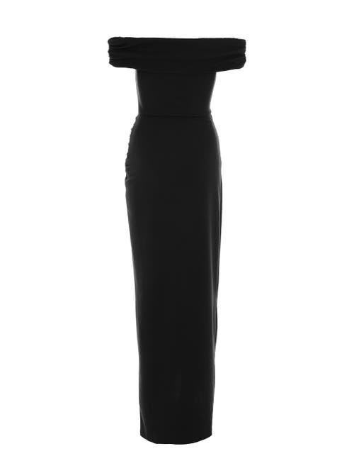 Quiz Scuba Crepe Bardot Maxi Dress In Black