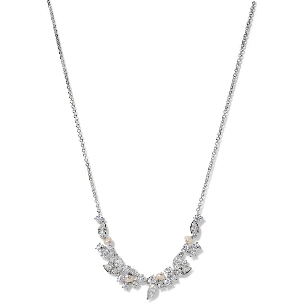 NADRI NADRI RAVISH LAUREL CUBIC ZIRCONIA & CULTURED PEARL FRONTAL NECKLACE