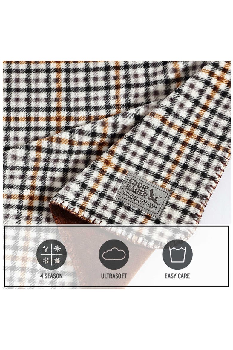 Griffin Plaid Reversible Flannel Throw Blanket, Alternate, color, WHITE/ BROWN/ BLACK MULTI
