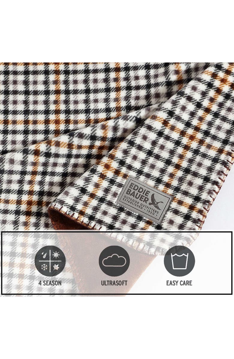 Eddie Bauer Griffin Plaid Reversible Flannel Throw Blanket, Alternate, color, White/ Brown/ Black Multi