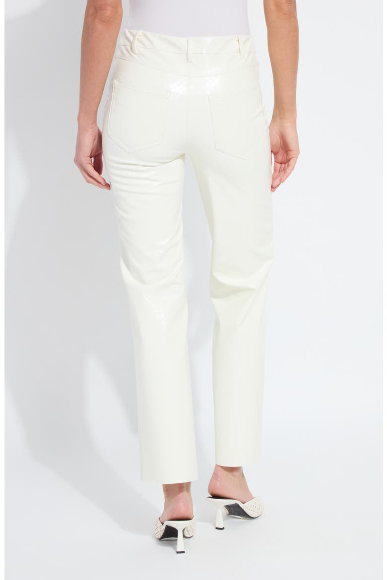 Amara Flare Faux Leather Pants, Alternate, color, SNOW WHITE WICKER TEXTURE