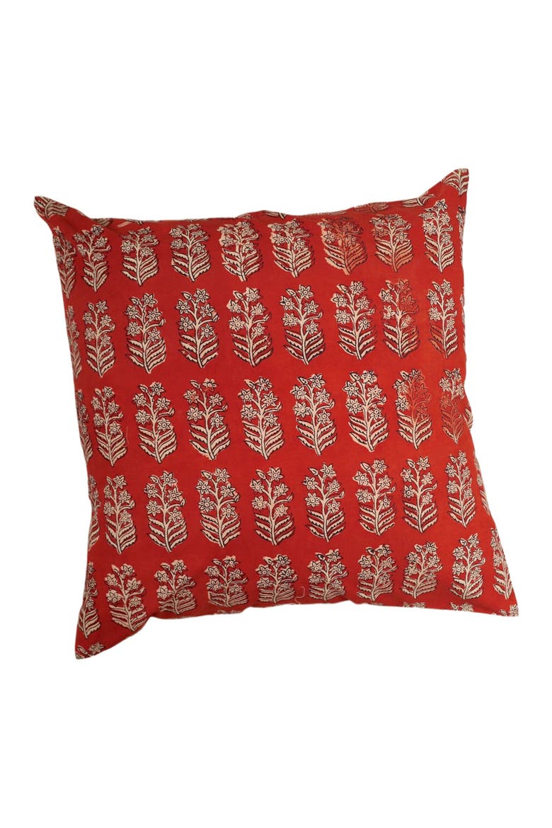 Red Ember Hand Block Print Pillow - Cover, Main, color, Brick Red