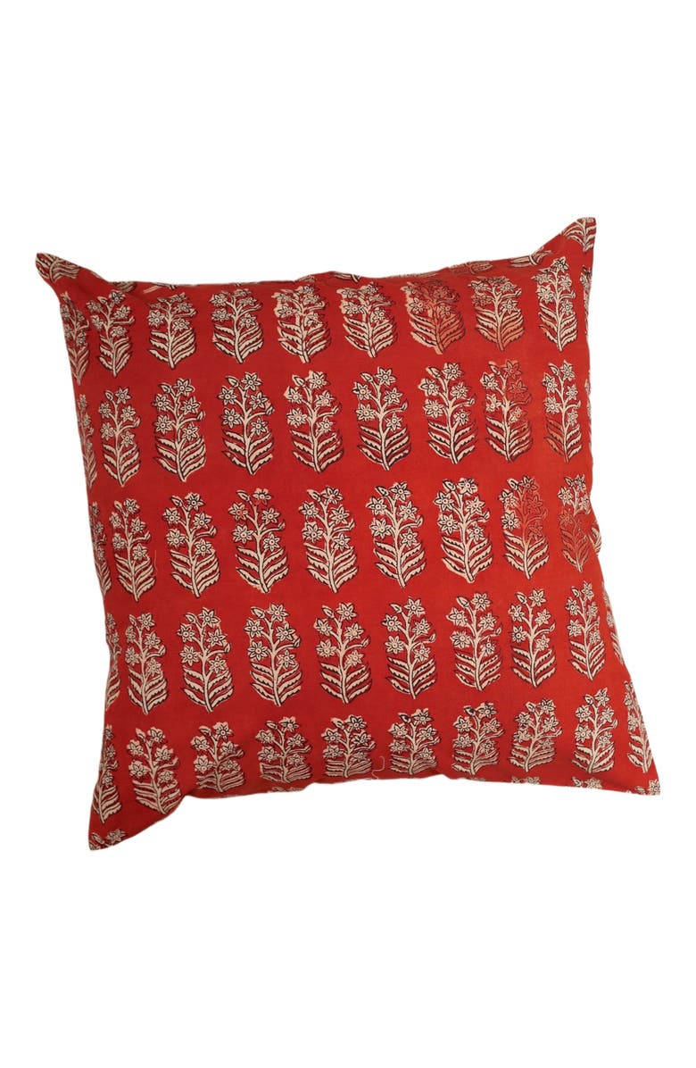 Ninéh Red Ember Hand Block Print Pillow - Cover, Main, color, Brick Red