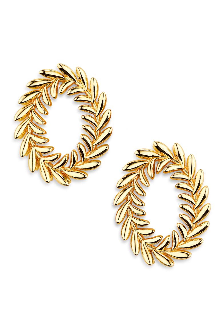 Oval Wreath Earrings, Main, color, GOLD