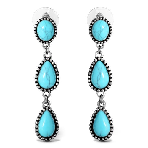 Jessica Simpson Three Stone Drop Earrings In Blue