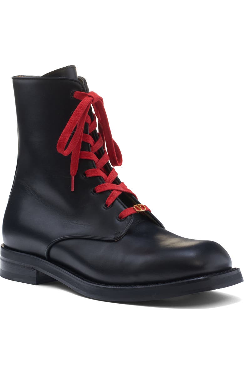 Valentino Garavani VLOGO Combat Boot, Main, color, Black