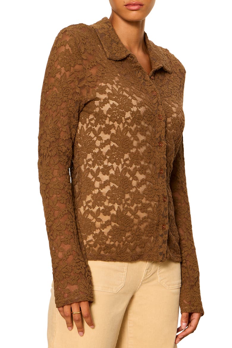 Dreamer Lace Shirt, Alternate, color, COCOA POWDER BROWN