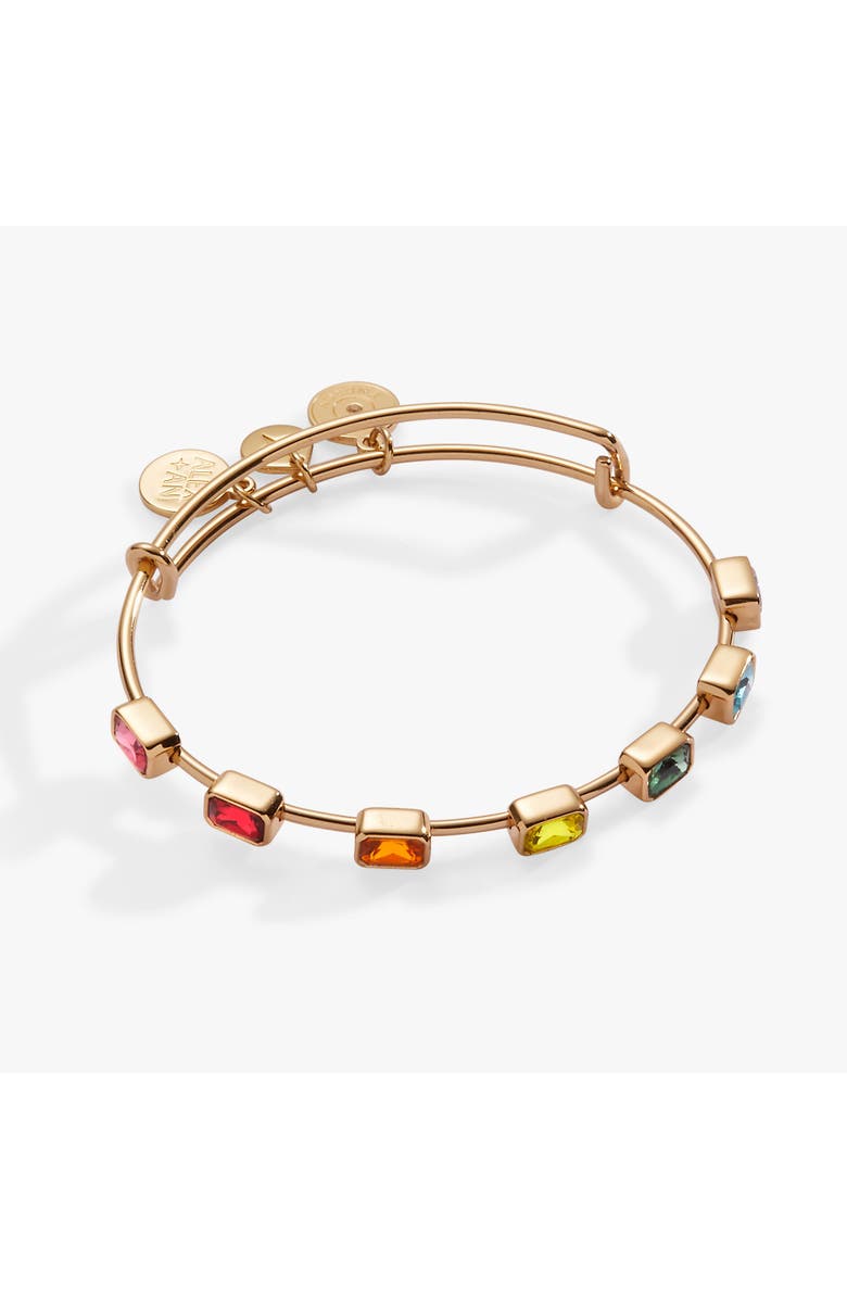 Alex and Ani Rainbow Ombre Inline Bangle Bracelet, Alternate, color, Rainbow Ombre