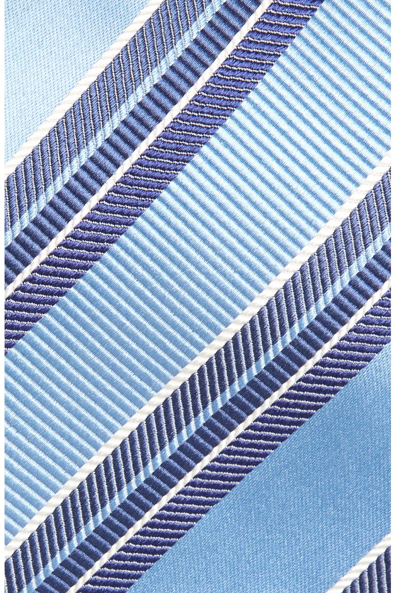 Stripe Silk & Cotton Tie, Alternate, color, BLUE