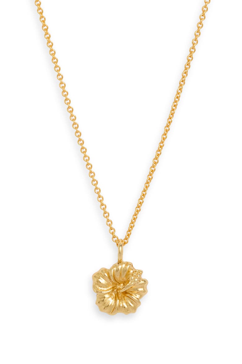 Alii Hibiscus Necklace, Main, color, GOLD