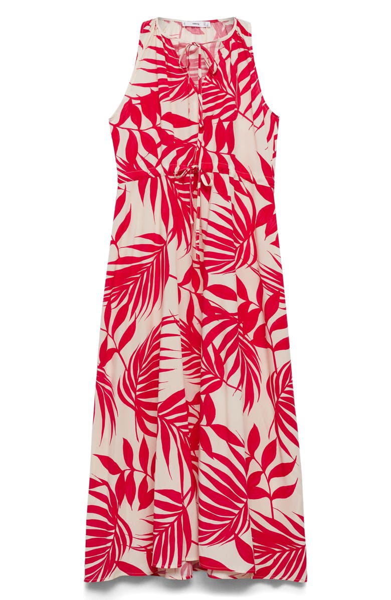 MANGO Palm Frond Sleeveless Midi Dress, Alternate, color, Red