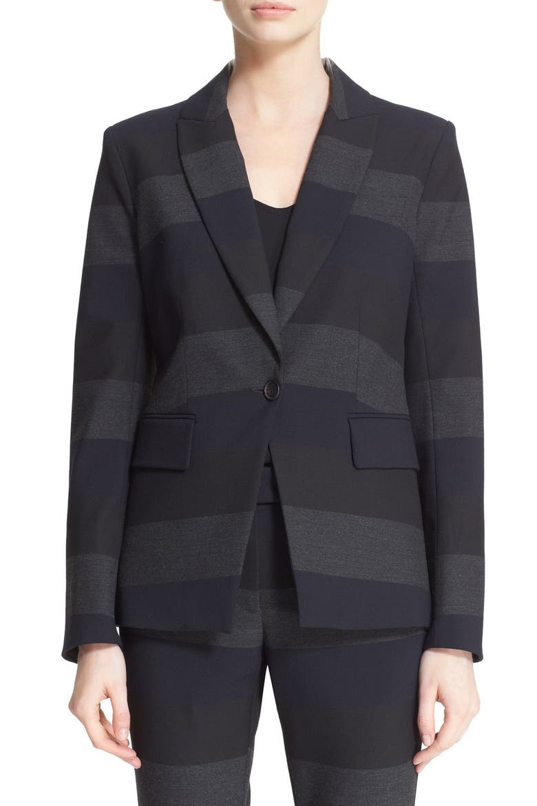 'Kanae Khan' Stripe Blazer, Main, color, GREY STRIPE