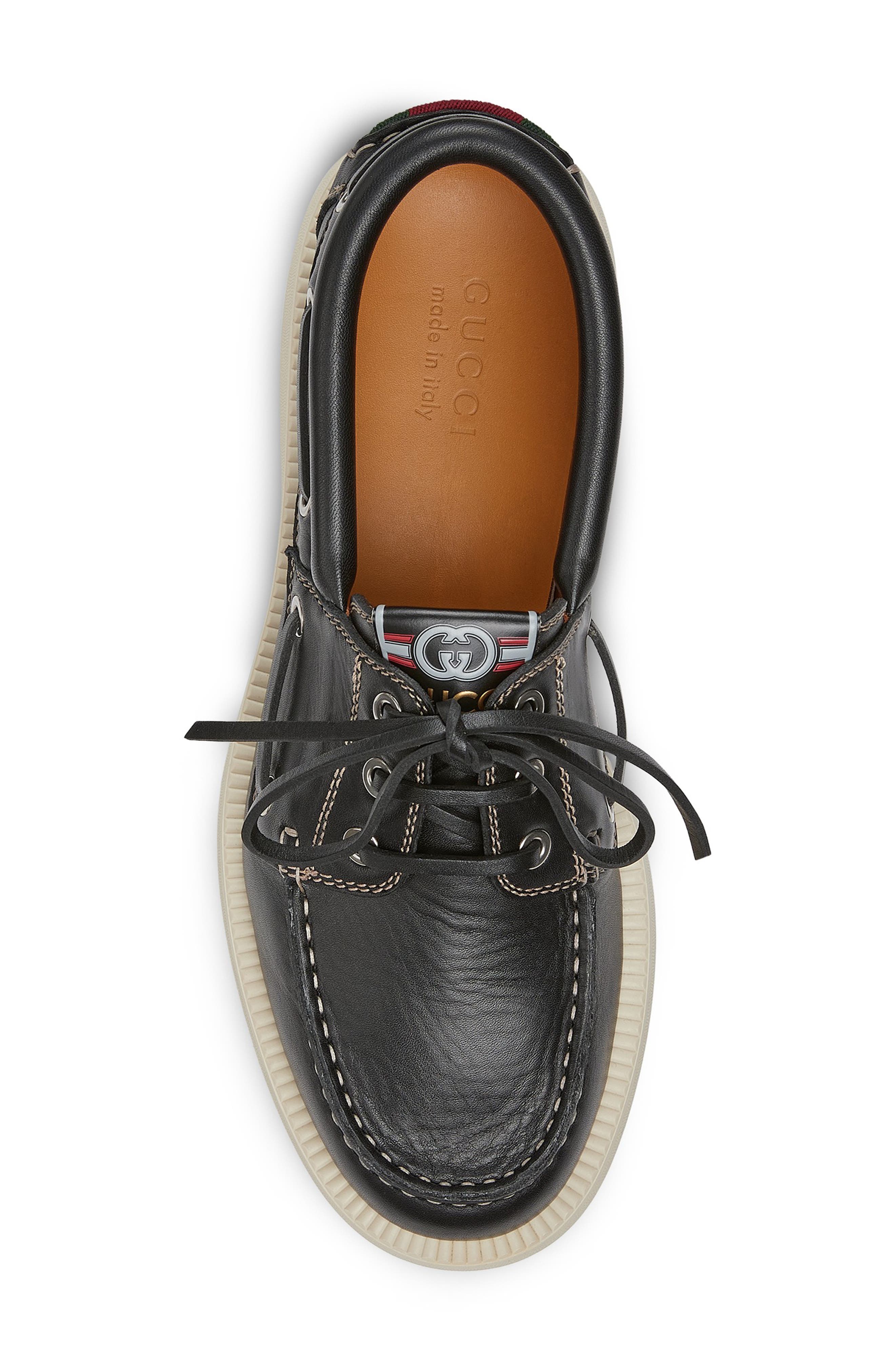 Gucci Kaveh Boat Shoe, Alternate, color, Black