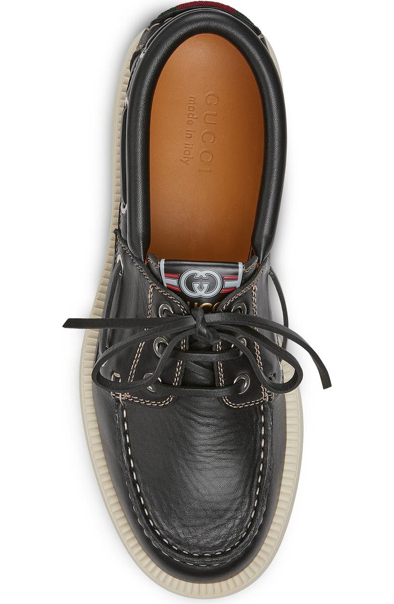 Gucci Kaveh Boat Shoe, Alternate, color, Black