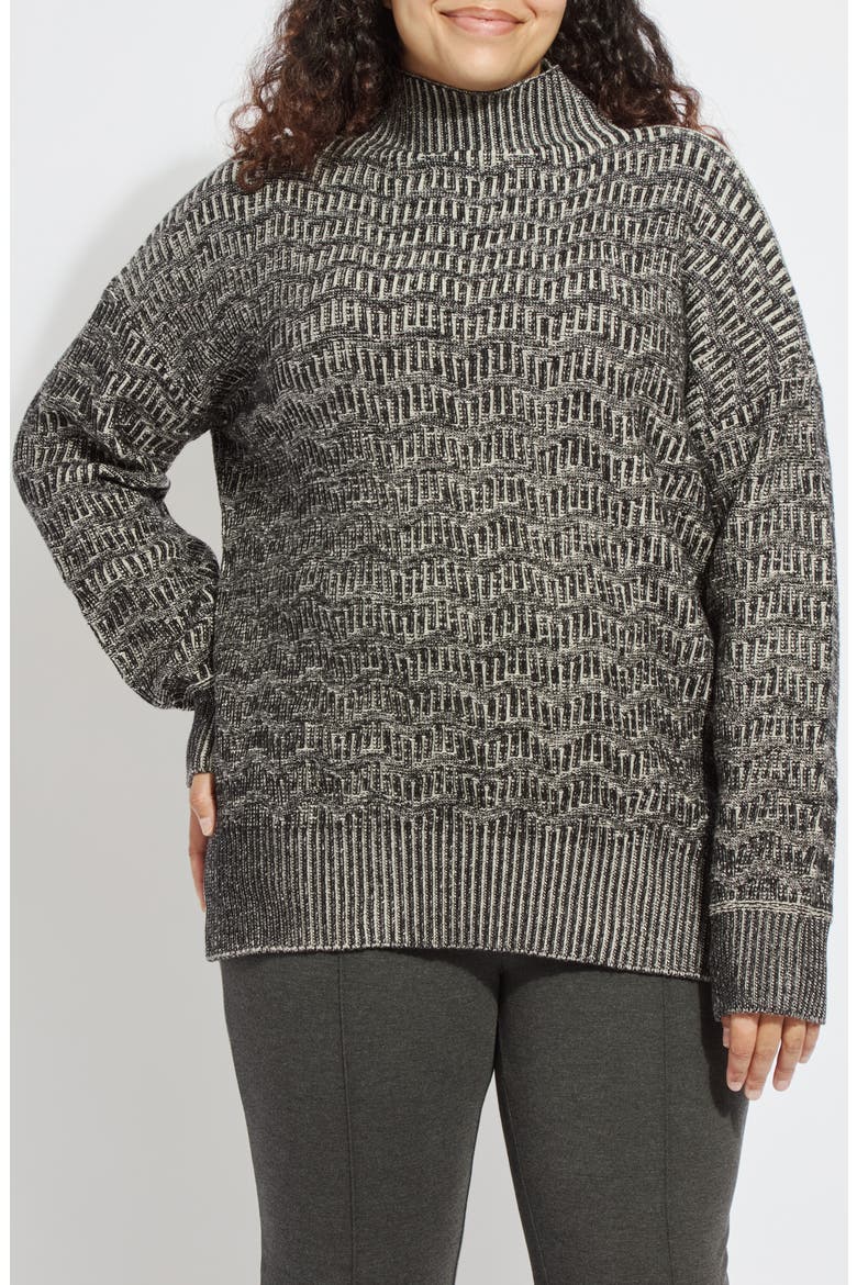 Scarlet Textured Mock Neck Sweater, Main, color, MARBLE BLACK