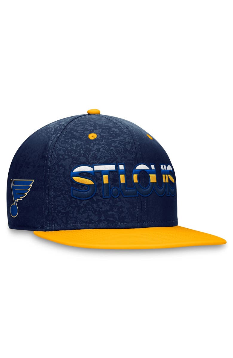 FANATICS Men's Fanatics Branded  Navy/Gold St. Louis Blues Authentic Pro Rink Two-Tone Snapback Hat, Main, color, Navy